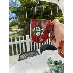 Starbucks Holiday 2020 Logo Coffee Mug 12 Fl Oz Red Cup Poinsettia Christmas
